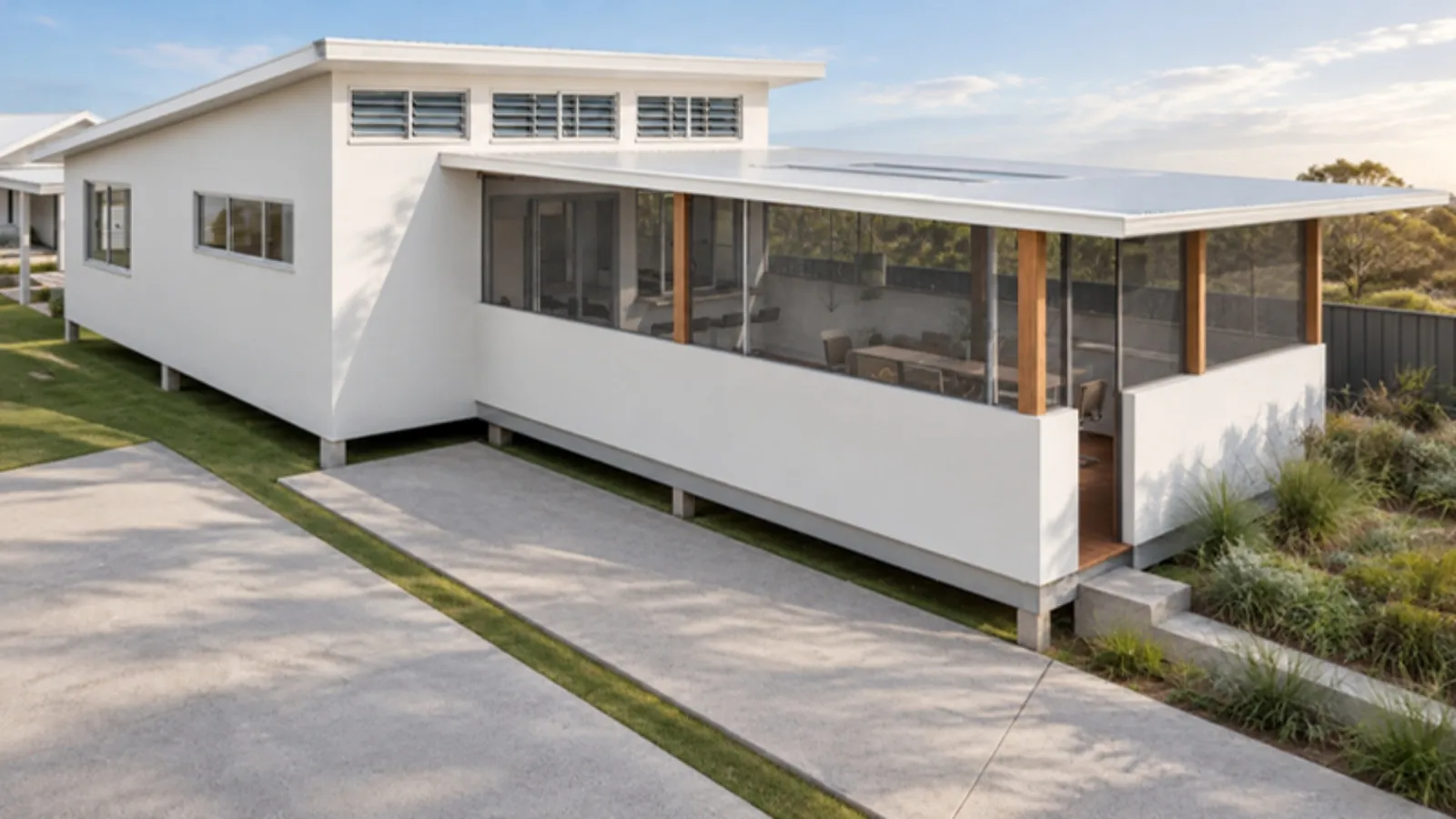 The Hazel granny flat — raised coastal two-bed with a screened alfresco